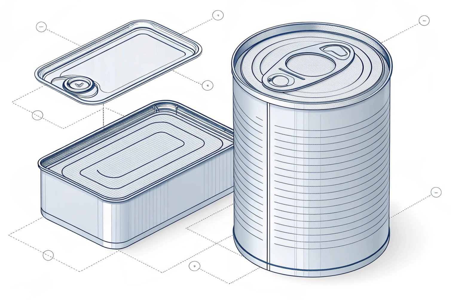 Can Design Blueprint of round and rectangular can designs.