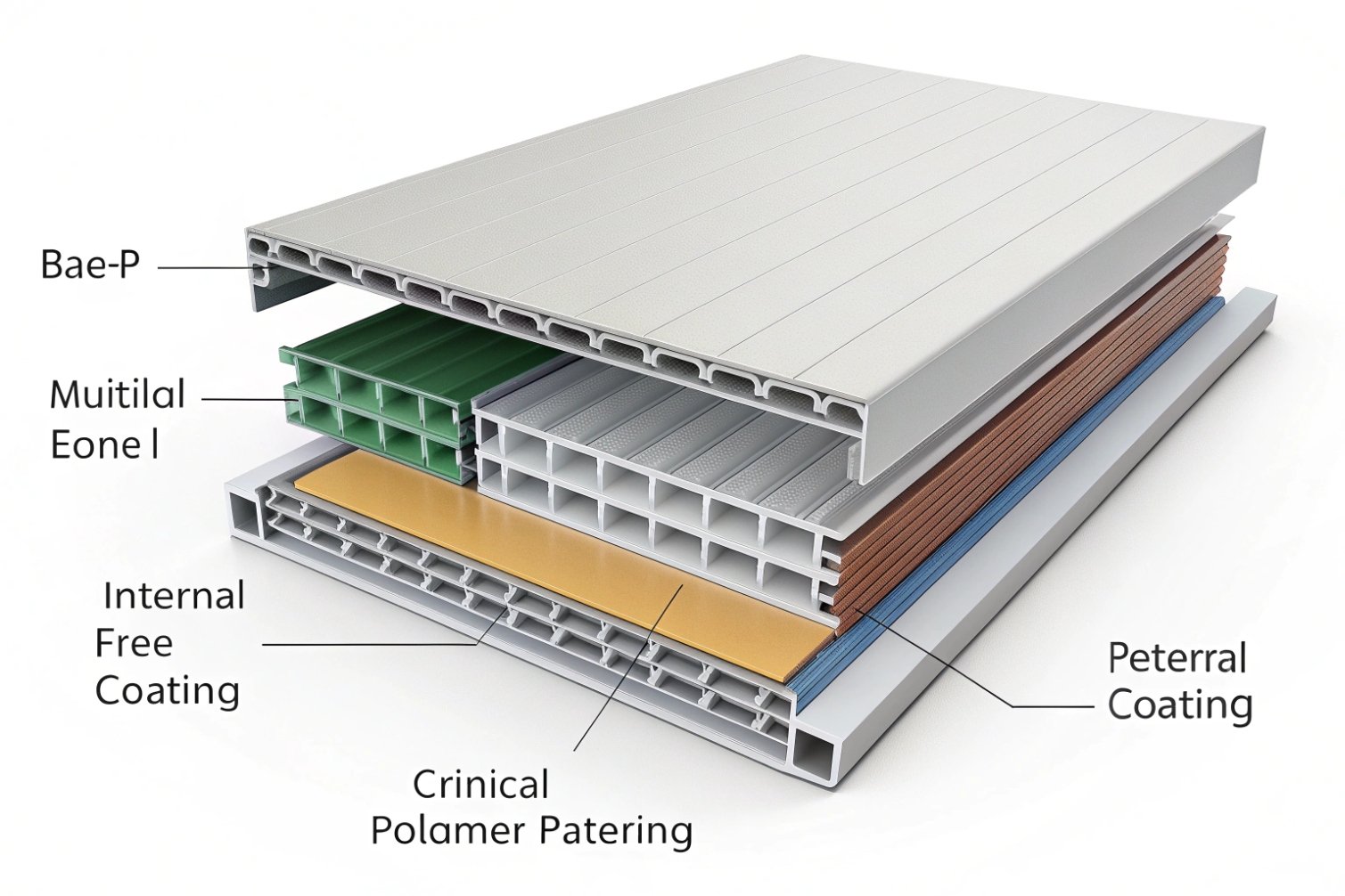 Material Layers Cross-section showing layers of industrial panel materials.