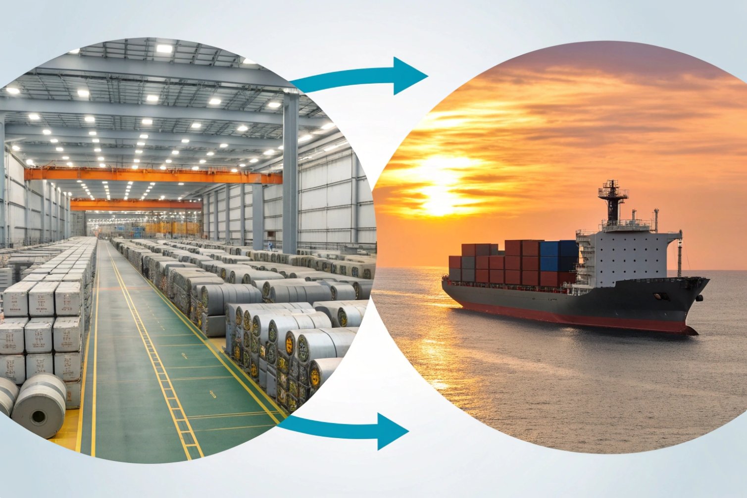 Logistics flow Warehouse storage and shipping dock transition illustration.
