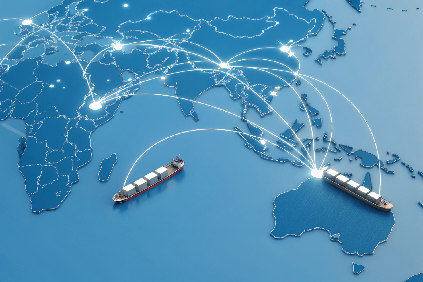 Shipping cost and customs Digital graphic showing cost, insurance, and customs data with a blue database stack.