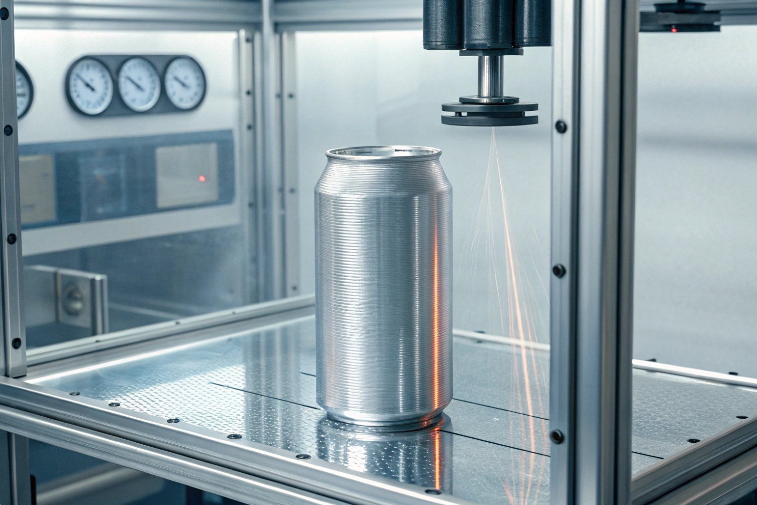 Quality Inspection Automated quality control inspection of beverage can.