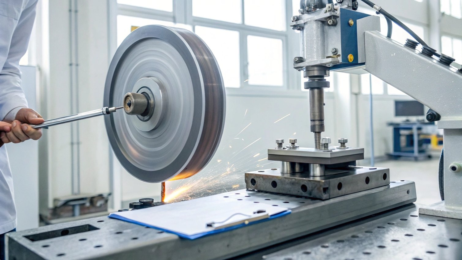 Machining process Precision machining with sparks created by rotary tool.