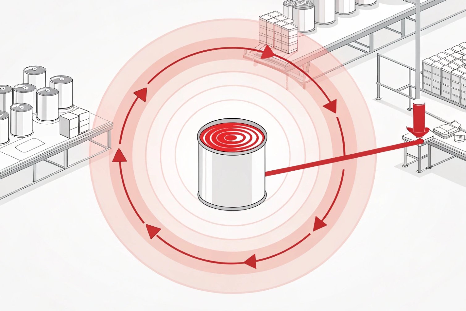 Packaging Process Illustration of automated packaging process in factory