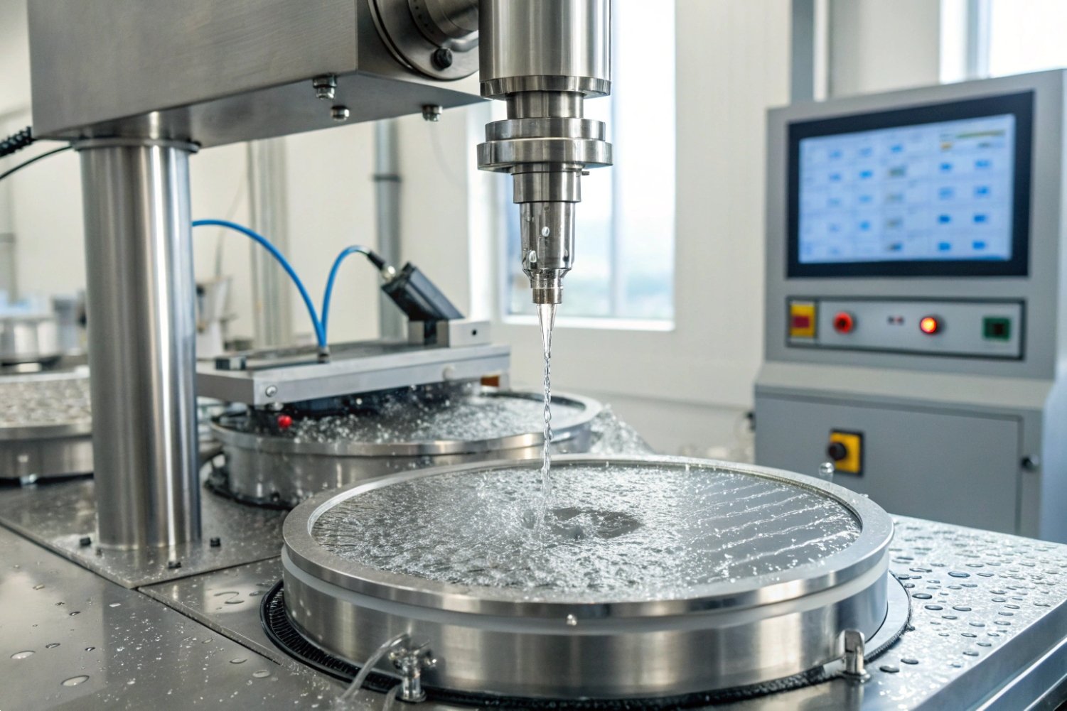 Food Safety Quality Inspection Scientist using microscope in a laboratory to inspect quality of liquid food product samples