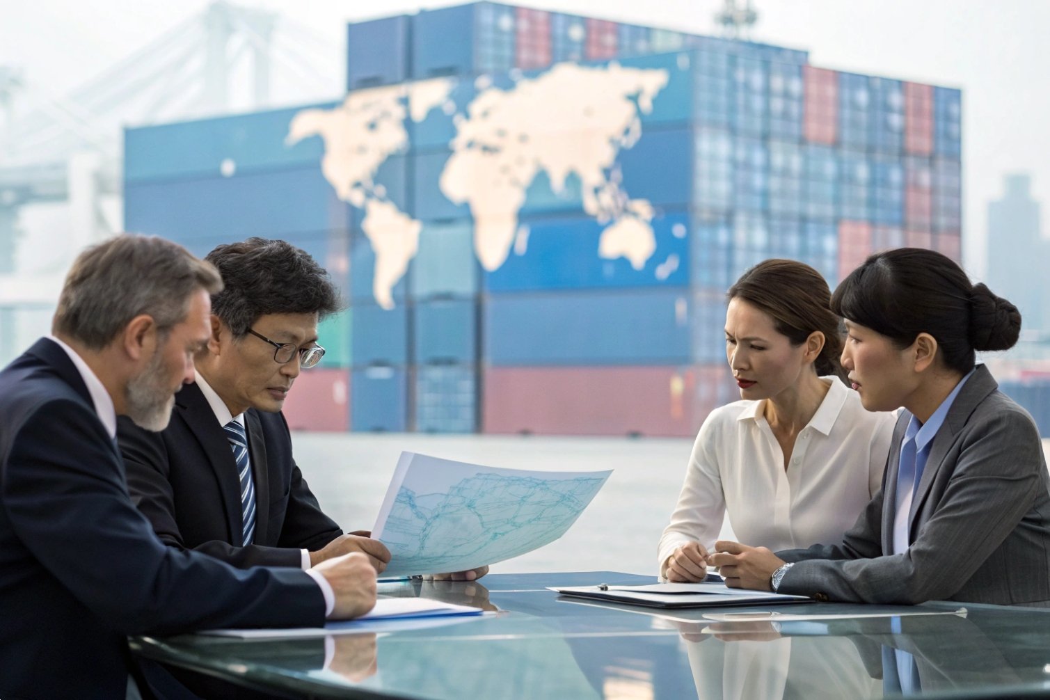 Logistics Meeting Business meeting discussing international logistics