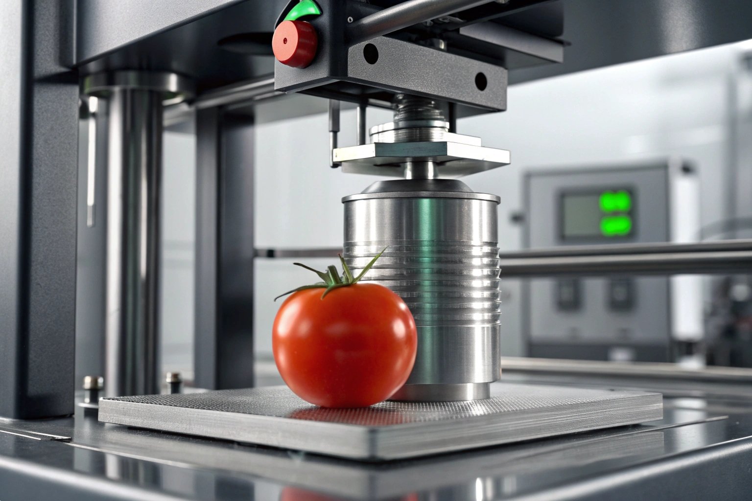 Packaging Machine Tomato packaging machine in factory environment during operation.