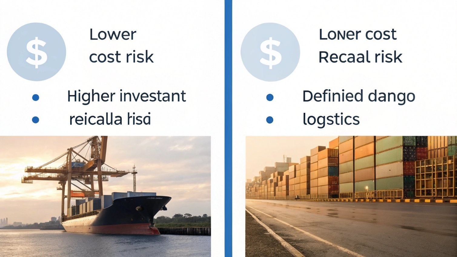 Shipping cost analysis Comparative infographic on shipping cost and logistics involving cargo ship.